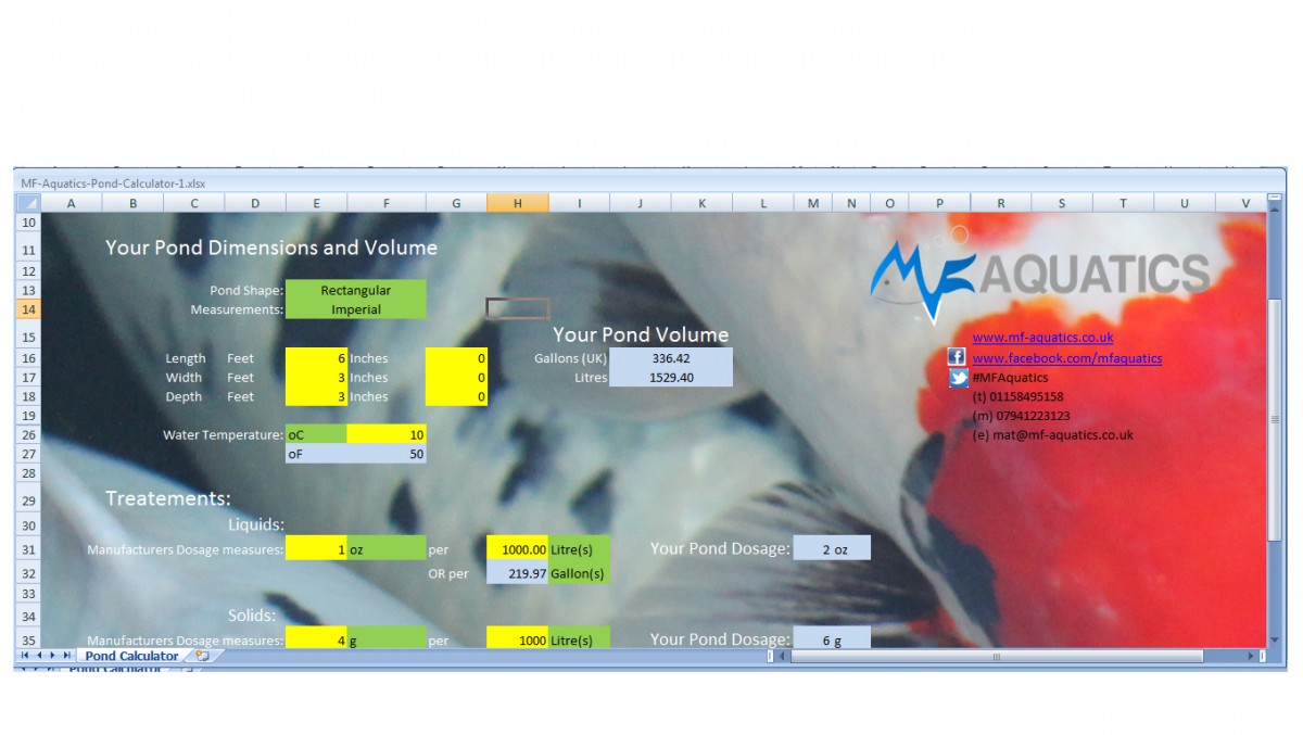 Free Pond Calculator for Volumes and Treatments MF Aquatics